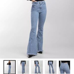 Cello High Rise Striped Flare Jeans